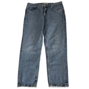 Zara Stone Wash Button Fly Jeans High Rise Straight Leg Women's 34 Blue